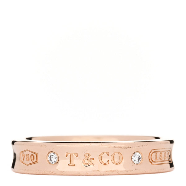 Tiffany 18K Rose Gold Diamond Narrow 1837 Ring 52 6 1916337
