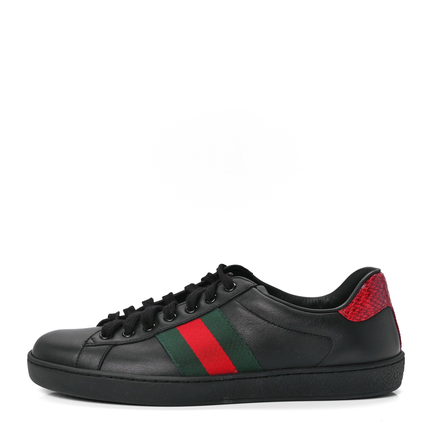 Gucci Miro Soft Calfskin Ayers Web Mens Ace Sneakers 8.5 Black Rosso 1 of 9