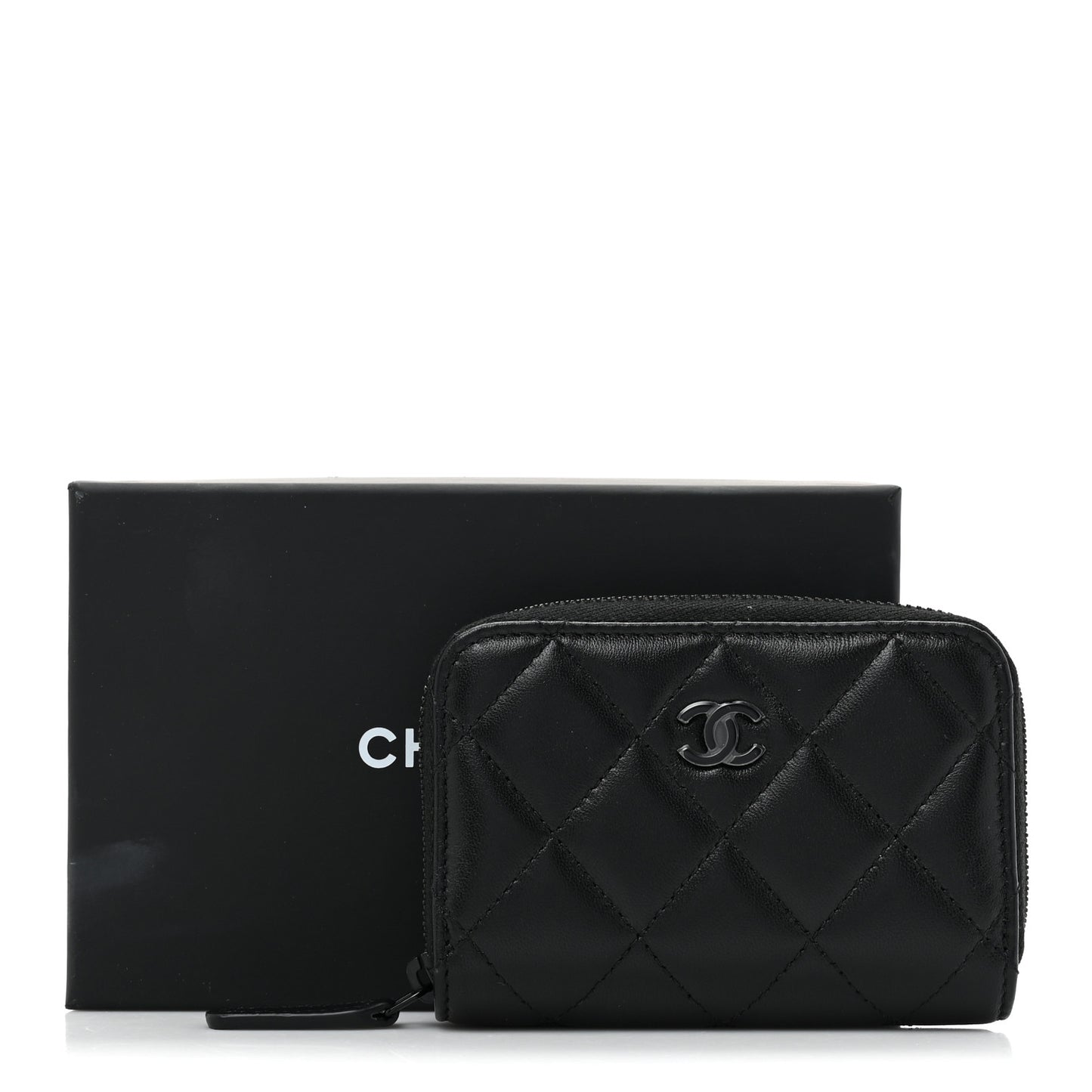 Lambskin Quilted Zip Coin Purse So Black