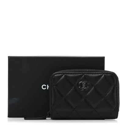 Chanel Lambskin Quilted Zip Coin Purse So Black 10 of 10