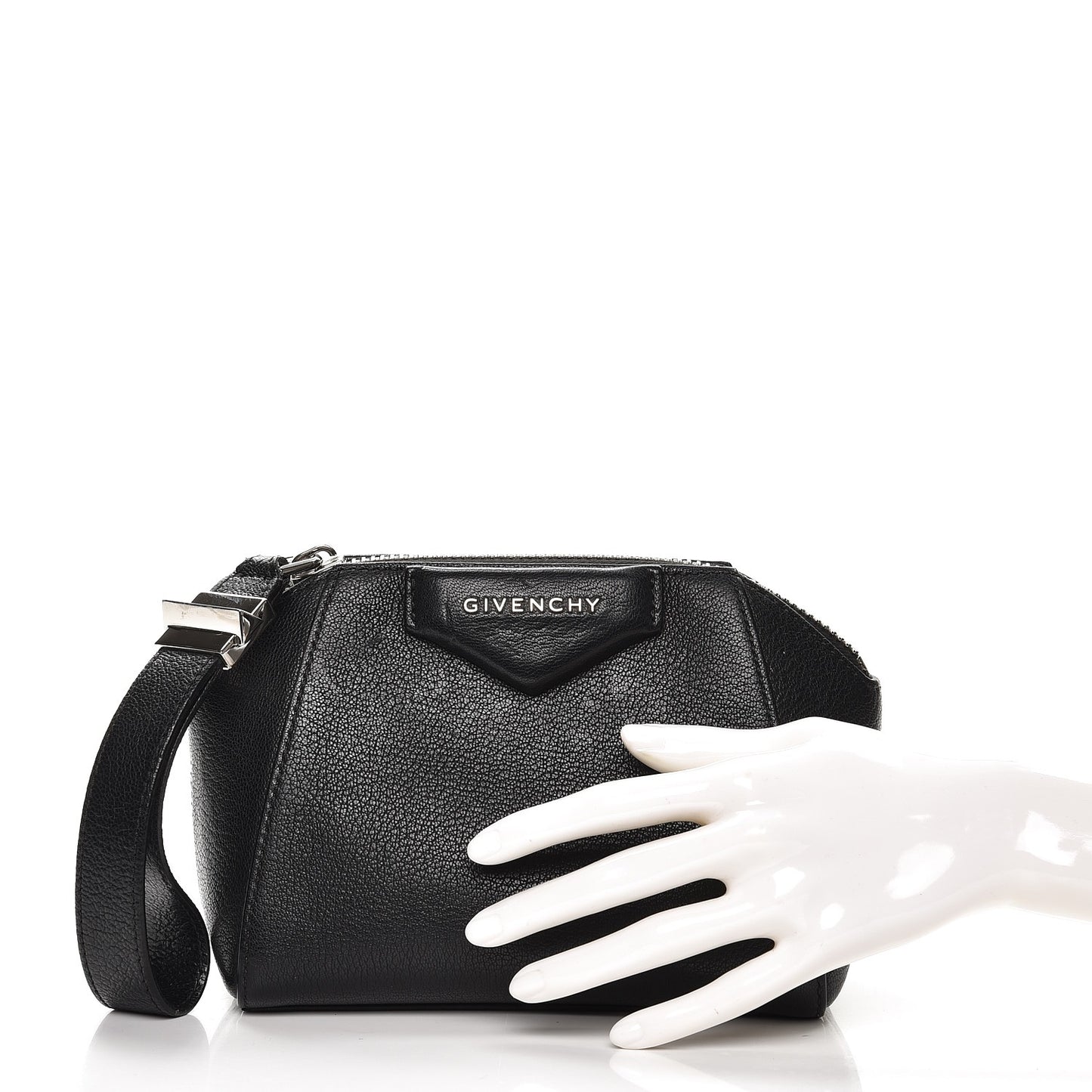 Sugar Goatskin Small Antigona Beauty Wristlet Black