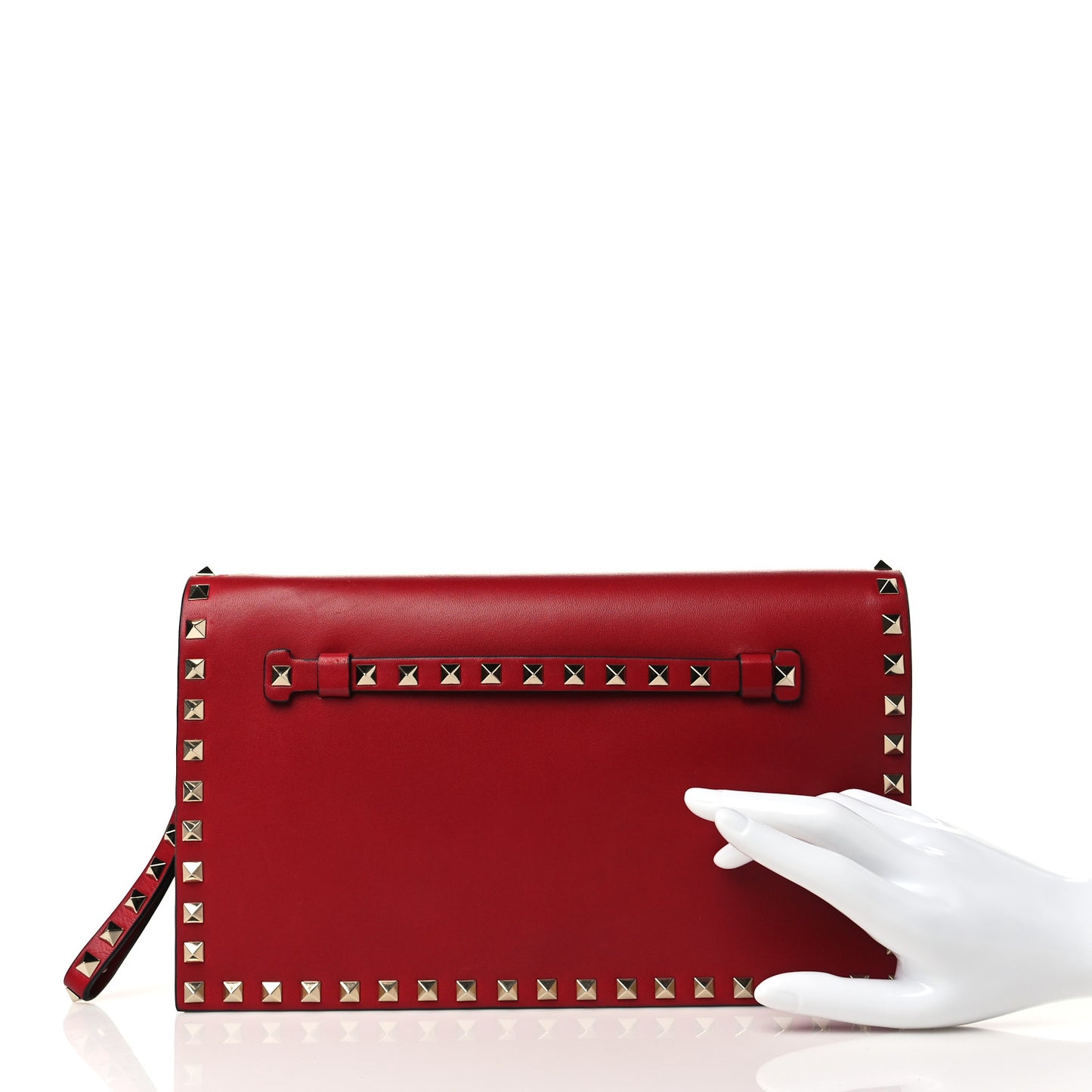 Nappa Rockstud Wristlet Clutch Rosso Valentino