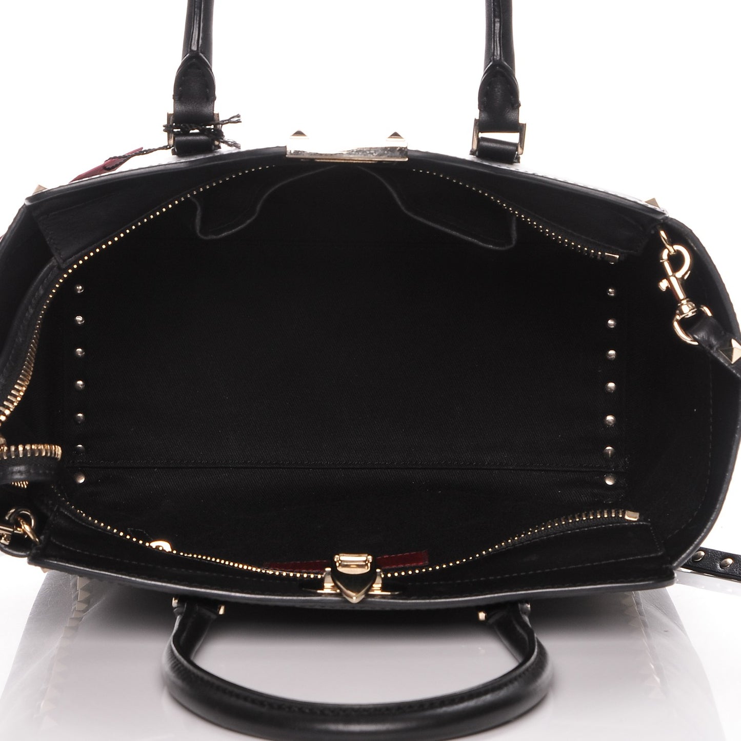Vitello Rockstud Double Handle Tote Black