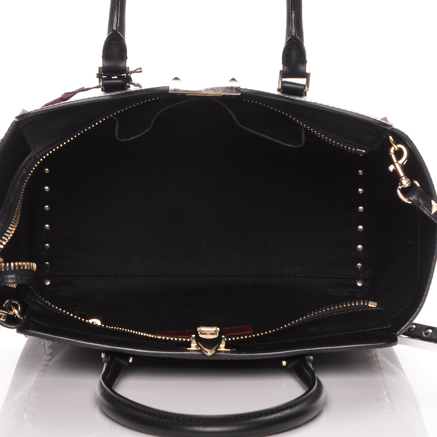 Valentino Garavani Vitello Rockstud Double Handle Tote Black 5 of 7