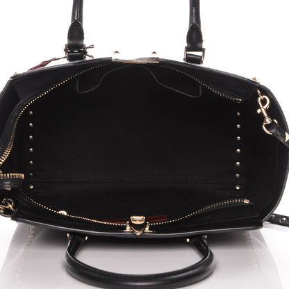Valentino Garavani Vitello Rockstud Double Handle Tote Black 5 of 7