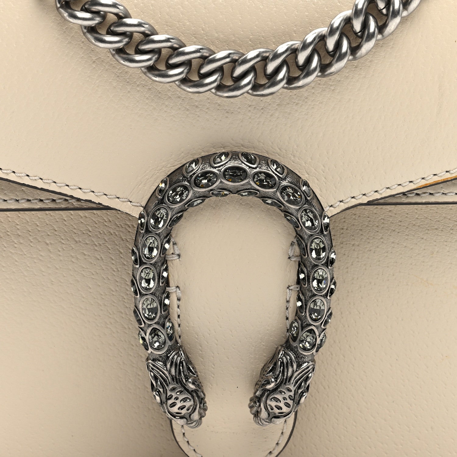 Gucci Textured Calfskin Crystal Mini Dionysus Shoulder Bag Mystic White 7 of 10