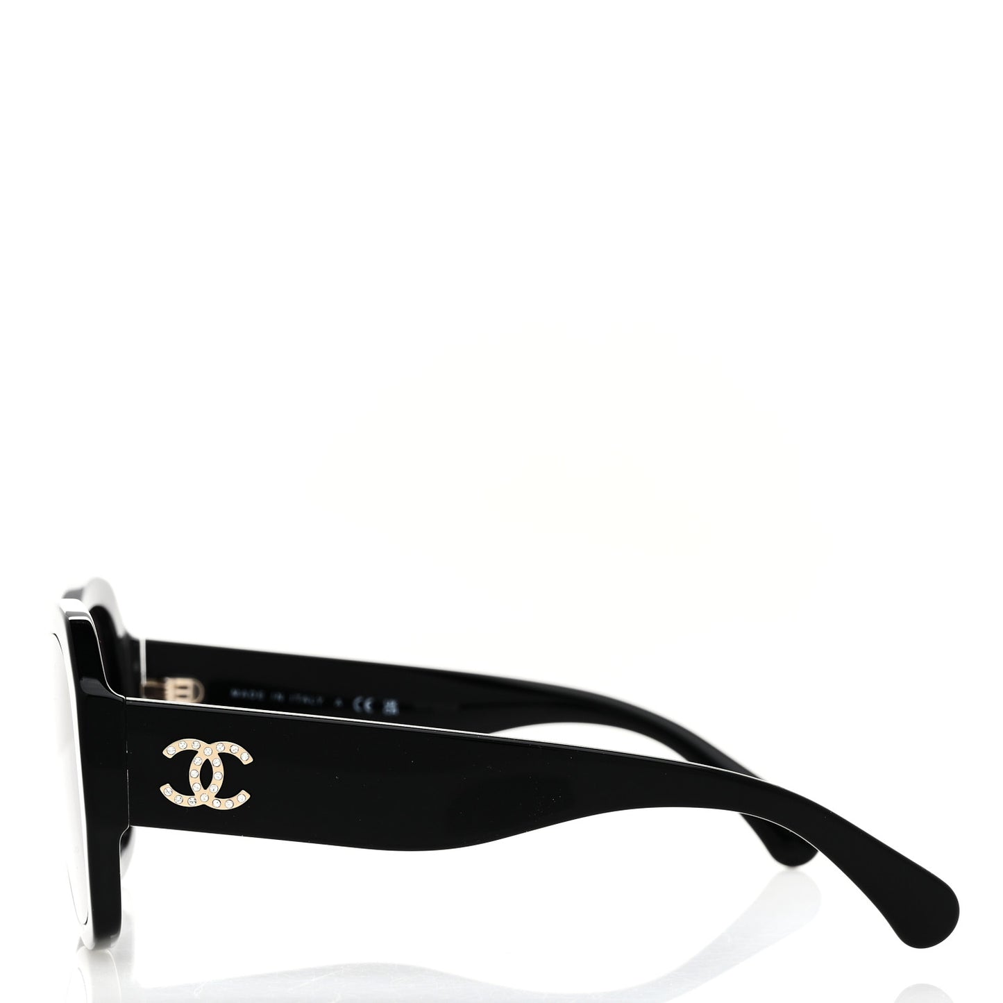 Acetate Crystal CC Shield Sunglasses 5497-B-A Black