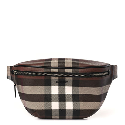 Burberry E-canvas Check Bum Bag Dark Birch Brown 1 of 9