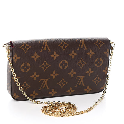 Louis Vuitton Monogram Pochette Felicie Chain Wallet Fuchsia 3 of 11