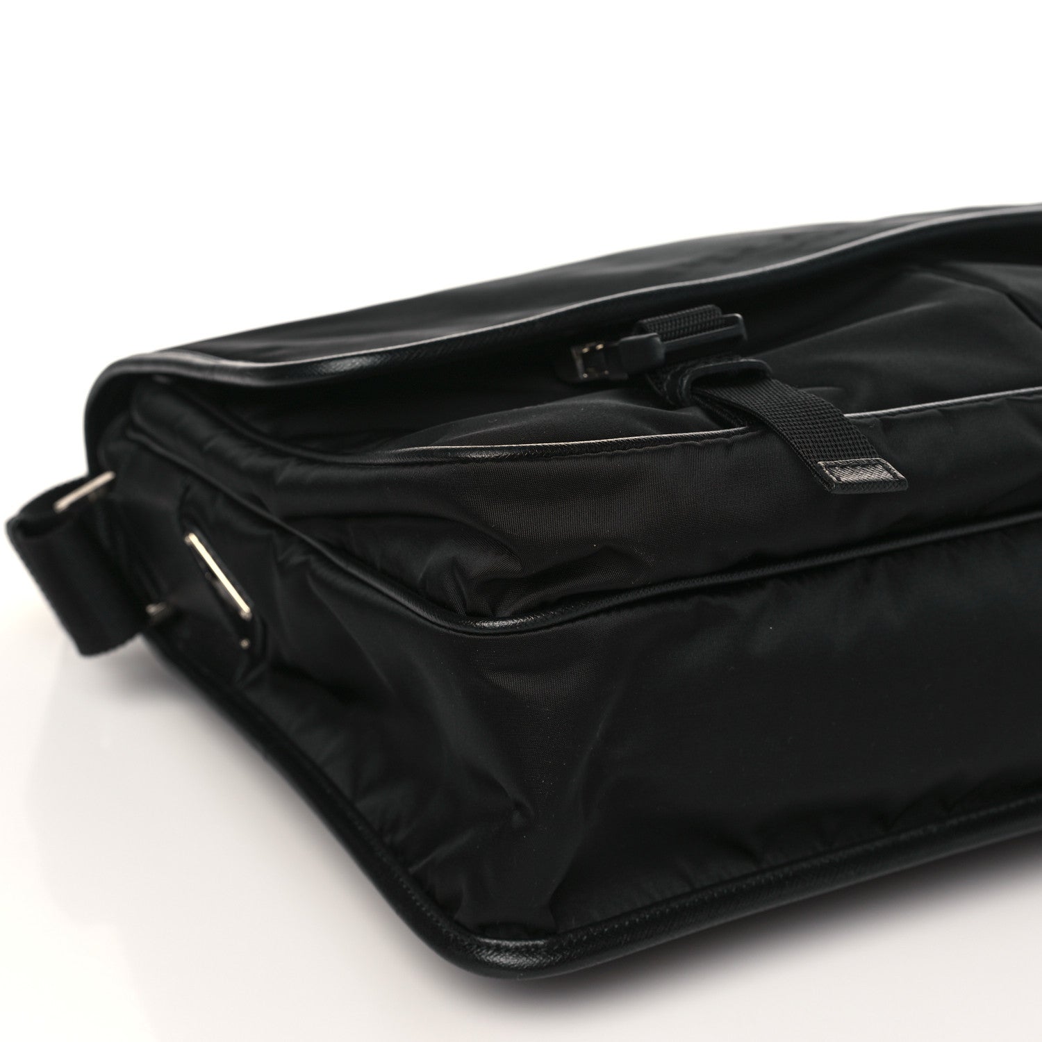 Prada Tessuto Nylon Saffiano Logo Messenger Bag Black 8 of 9