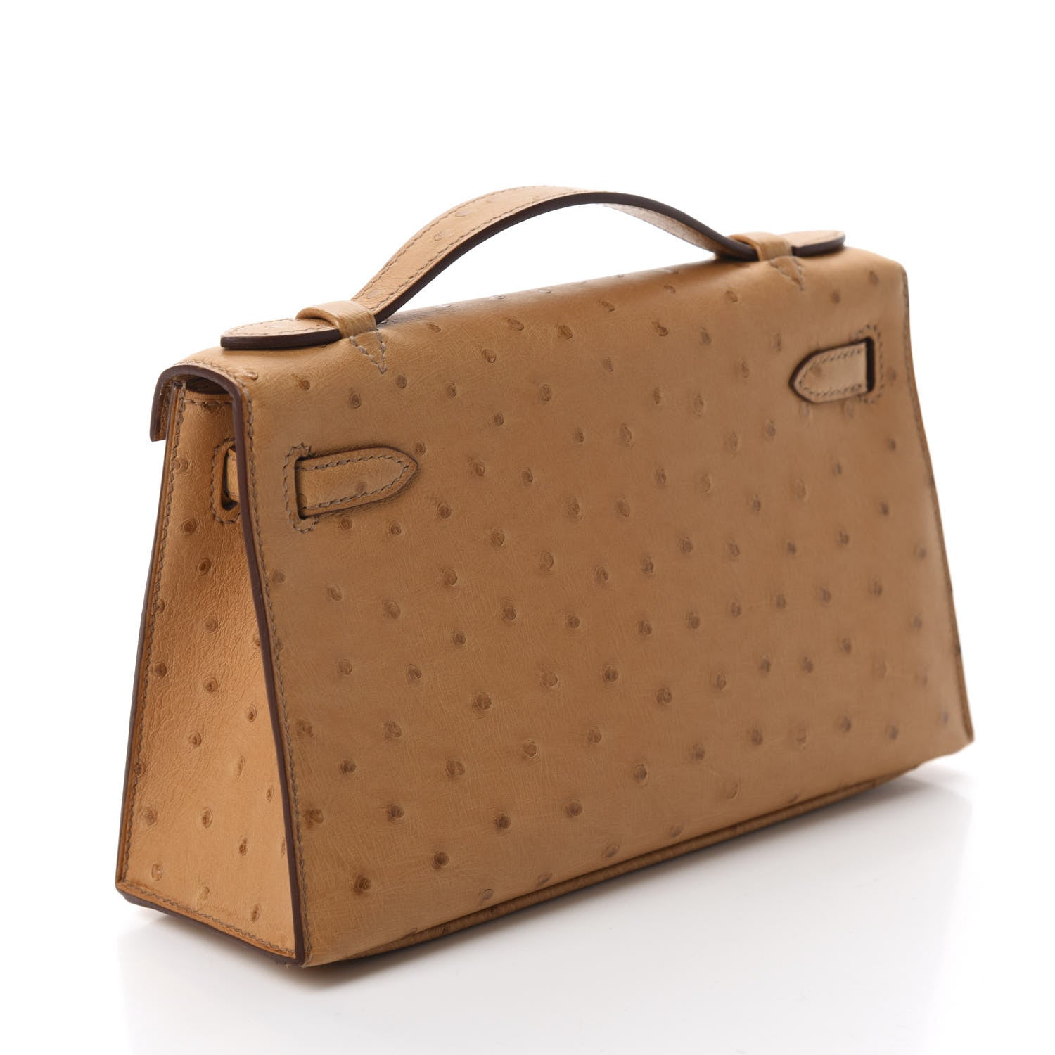 Hermes Ostrich Kelly Pochette Tabac Camel 3 of 10