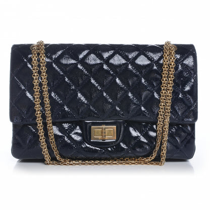Chanel Distressed Patent 2.55 Reissue 227 Jumbo Flap Navy 1 of 8