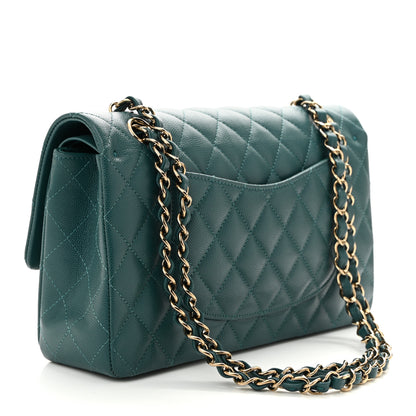 Chanel Caviar Quilted Medium Double Flap Dark Green 3 of 10