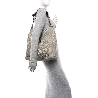 Jimmy Choo Washed Grainy Lambskin Studded Raven Hobo White Black 2 of 10