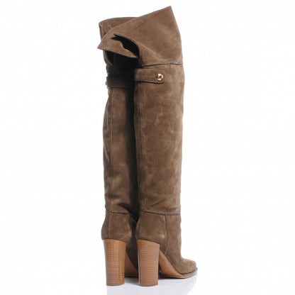 Louis Vuitton Suede Over The Knee Heeled Boots 38.5 Tan 6 of 10