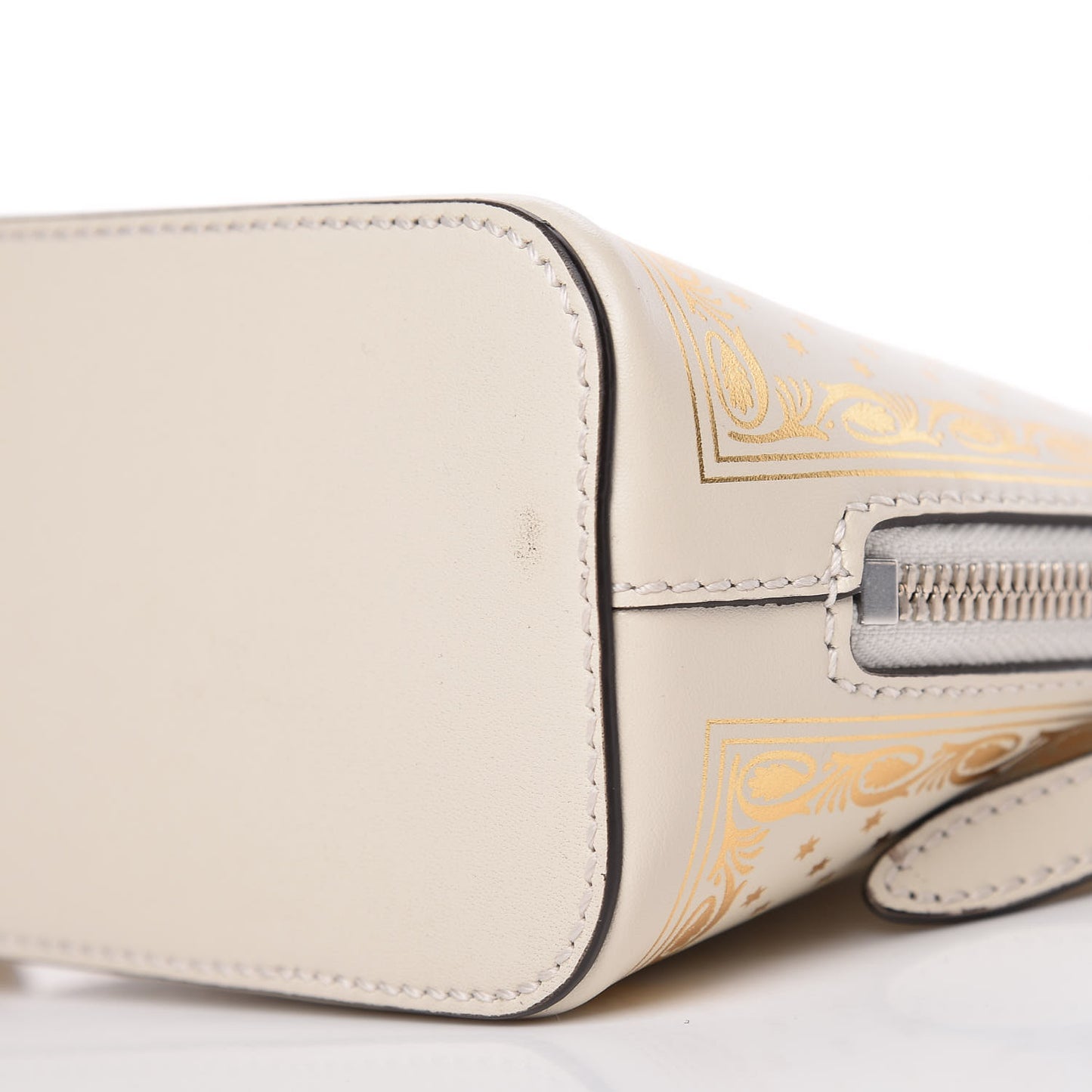 X SEGA Calfskin GUCCY Stars Mini Dome Shoulder Bag Mystic White Gold