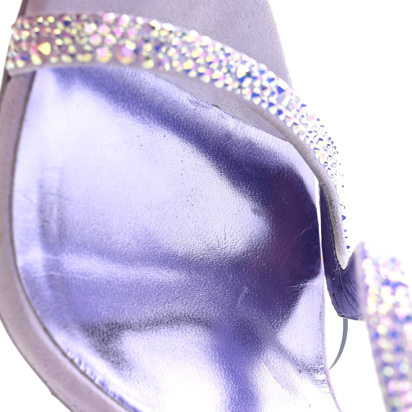 Suede Crystal Strass Rosalie 100 Sandals 37.5 Lilac Smoke