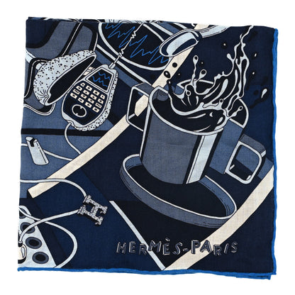 Hermes Cashmere Silk Faubourg Of Dreams Scarf 100 Indigo Ciel Marine 2 of 3