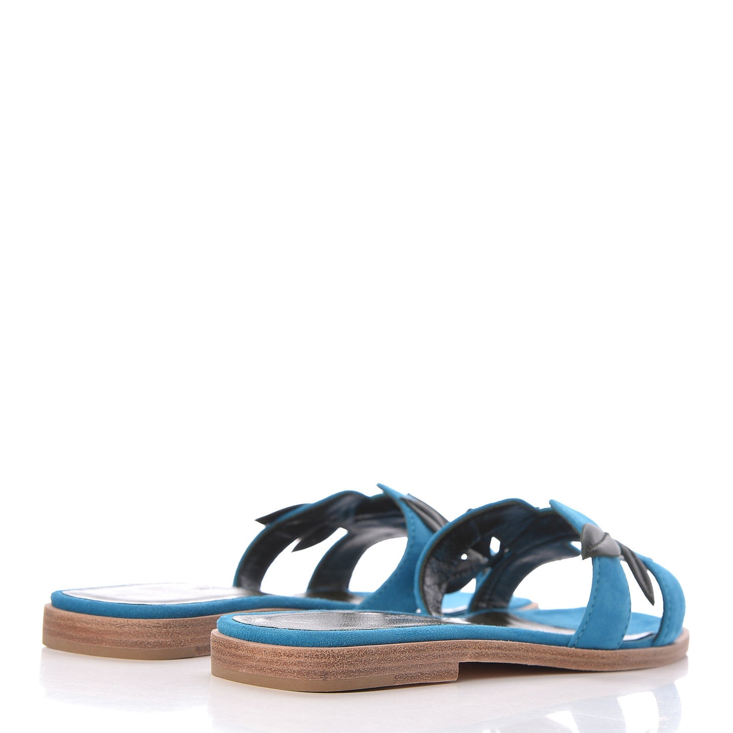 Suede Goatskin Nappa Oran Laurier Sandals 35 Bleu Thalassa Khaki