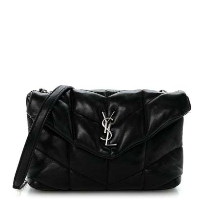 Saint Laurent Lambskin Quilted Toy Loulou Puffer Monogram Chain Satchel Black 1 of 13