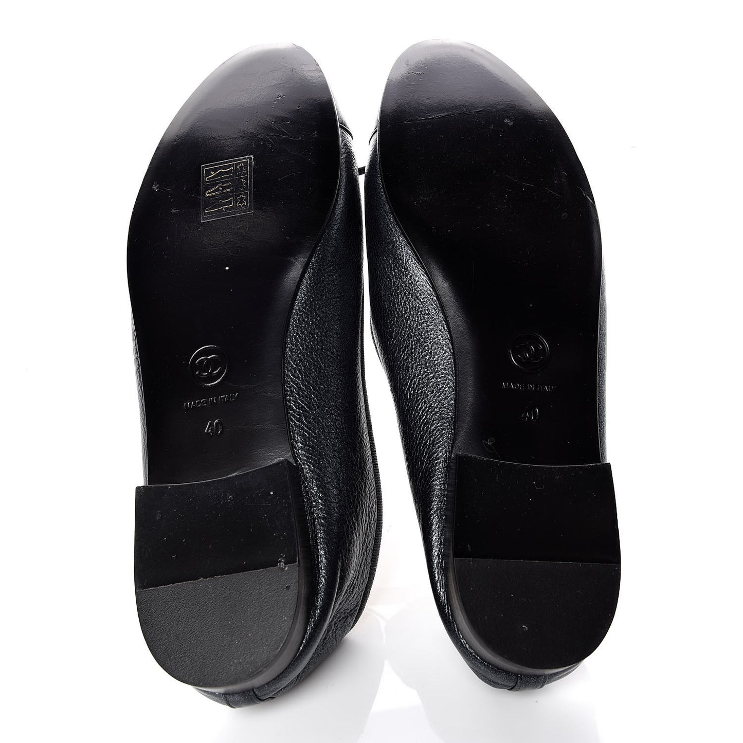 Metallic Calfskin Cap Toe CC Ballerina Flats 40 Dark Silver