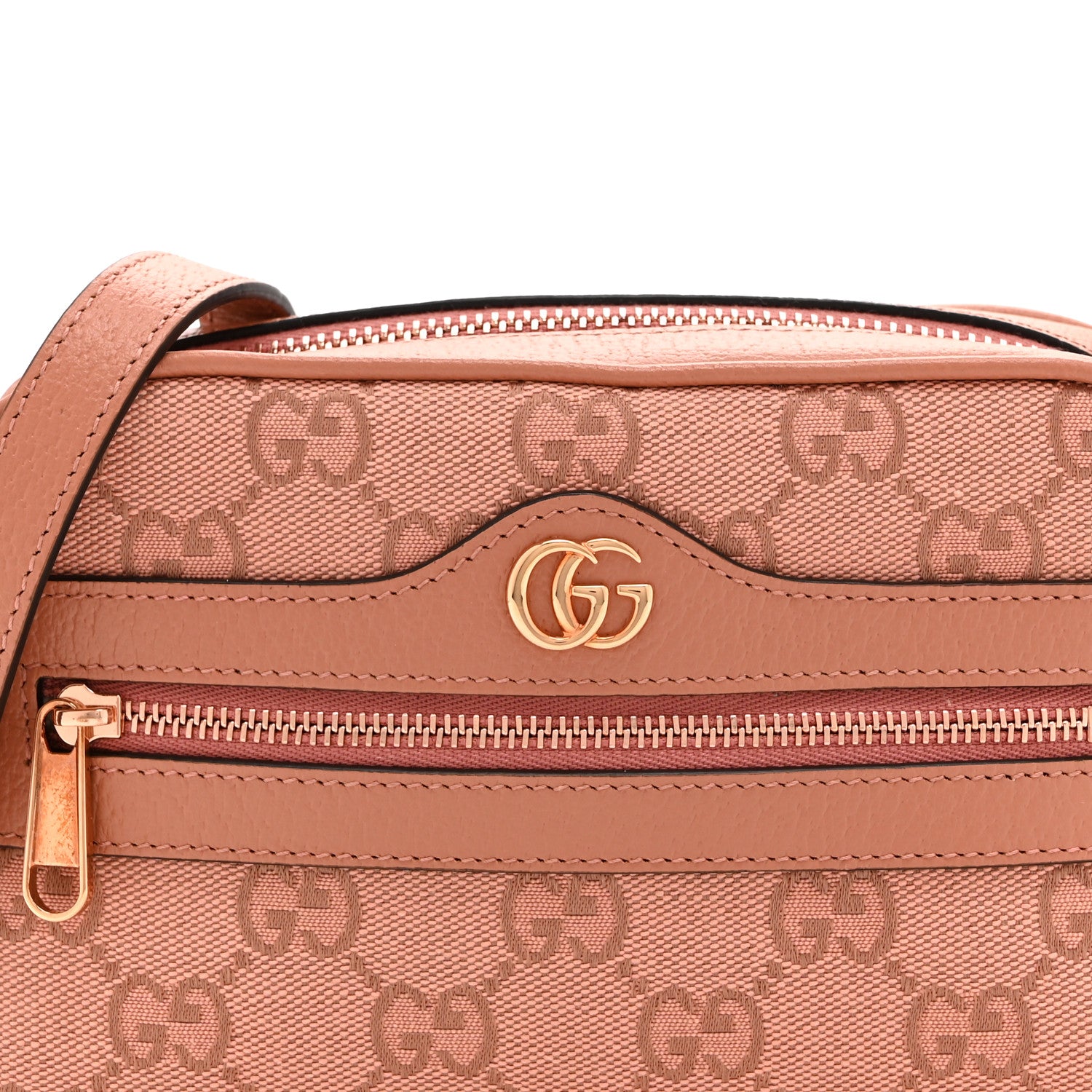 Gucci Monogram Textured Dollar Calfskin Mini Ophidia Shoulder Bag Cloche Rose Pink 8 of 10