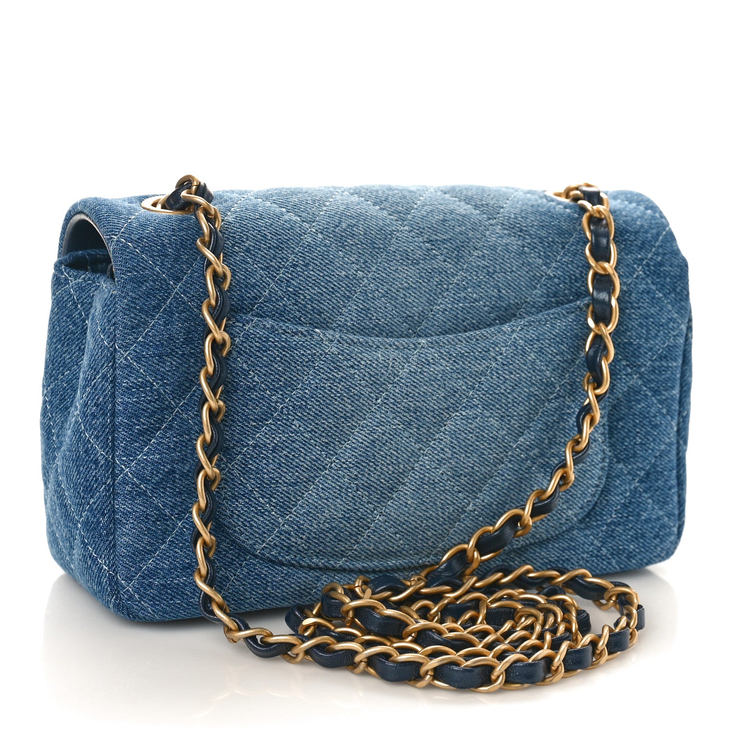 Chanel Washed Denim Quilted Mini Rectangular Flap Blue 3 of 9