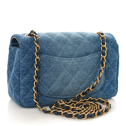 Chanel Washed Denim Quilted Mini Rectangular Flap Blue 3 of 9