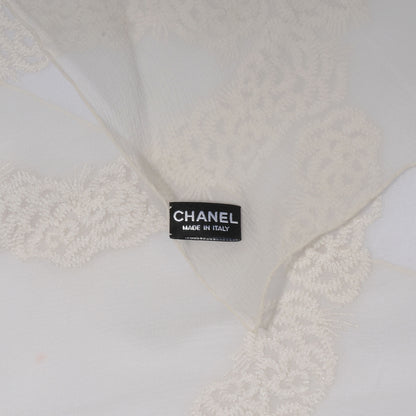 Chanel Silk Embroidered Camellia CC Scarf 4 of 5