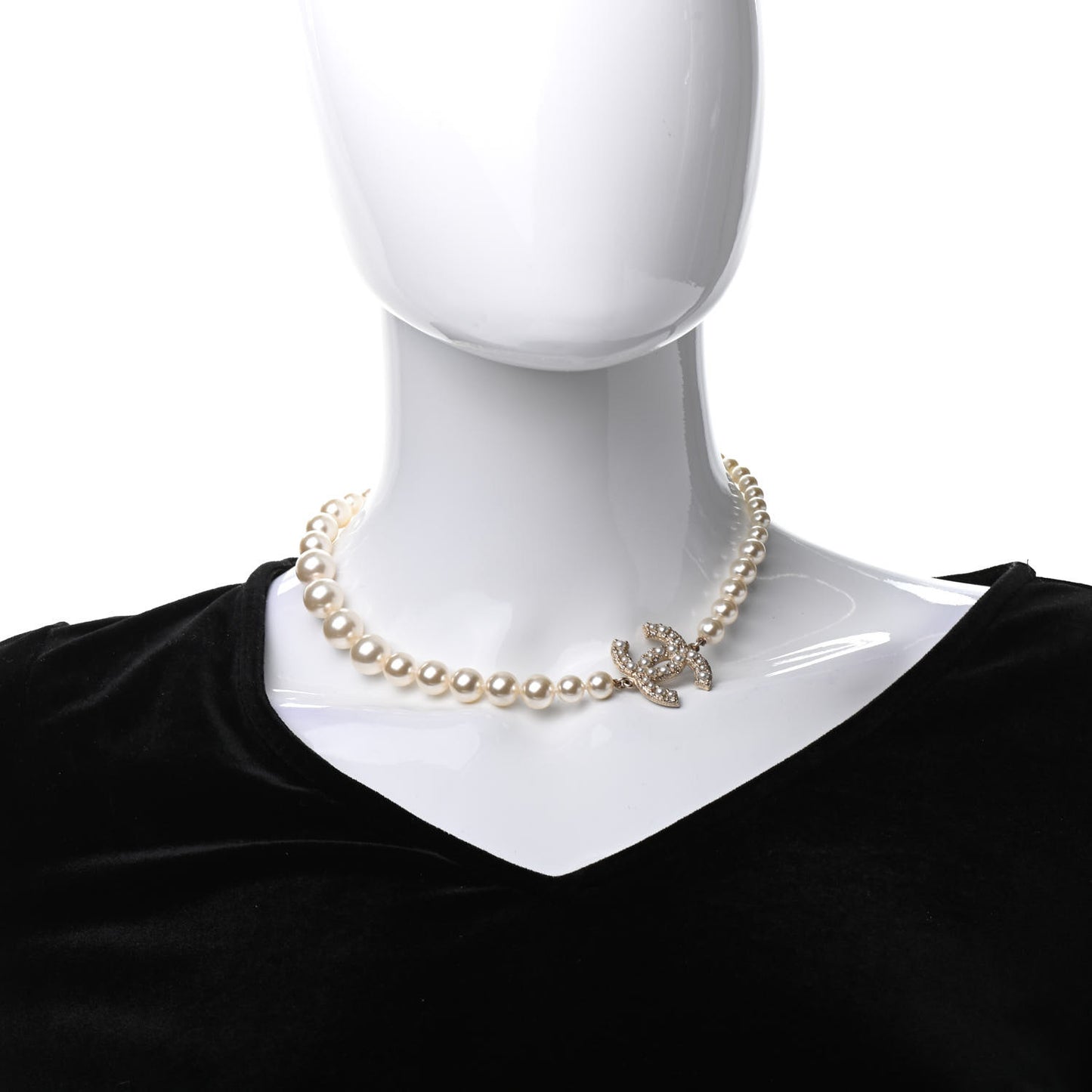 Pearl CC 100th Anniversary Necklace Light Gold