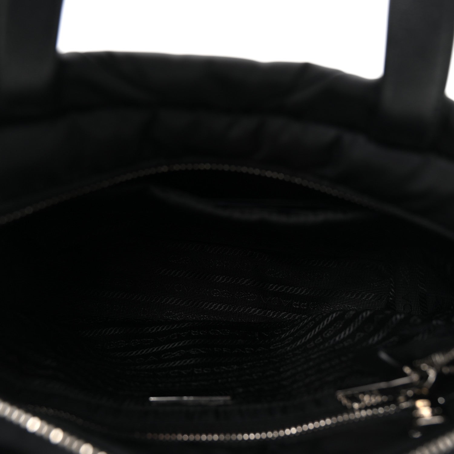Prada Re-Nylon Nappa Triangle Quilted Padded Double Handled Zip Pocket Tote Black 5 of 9