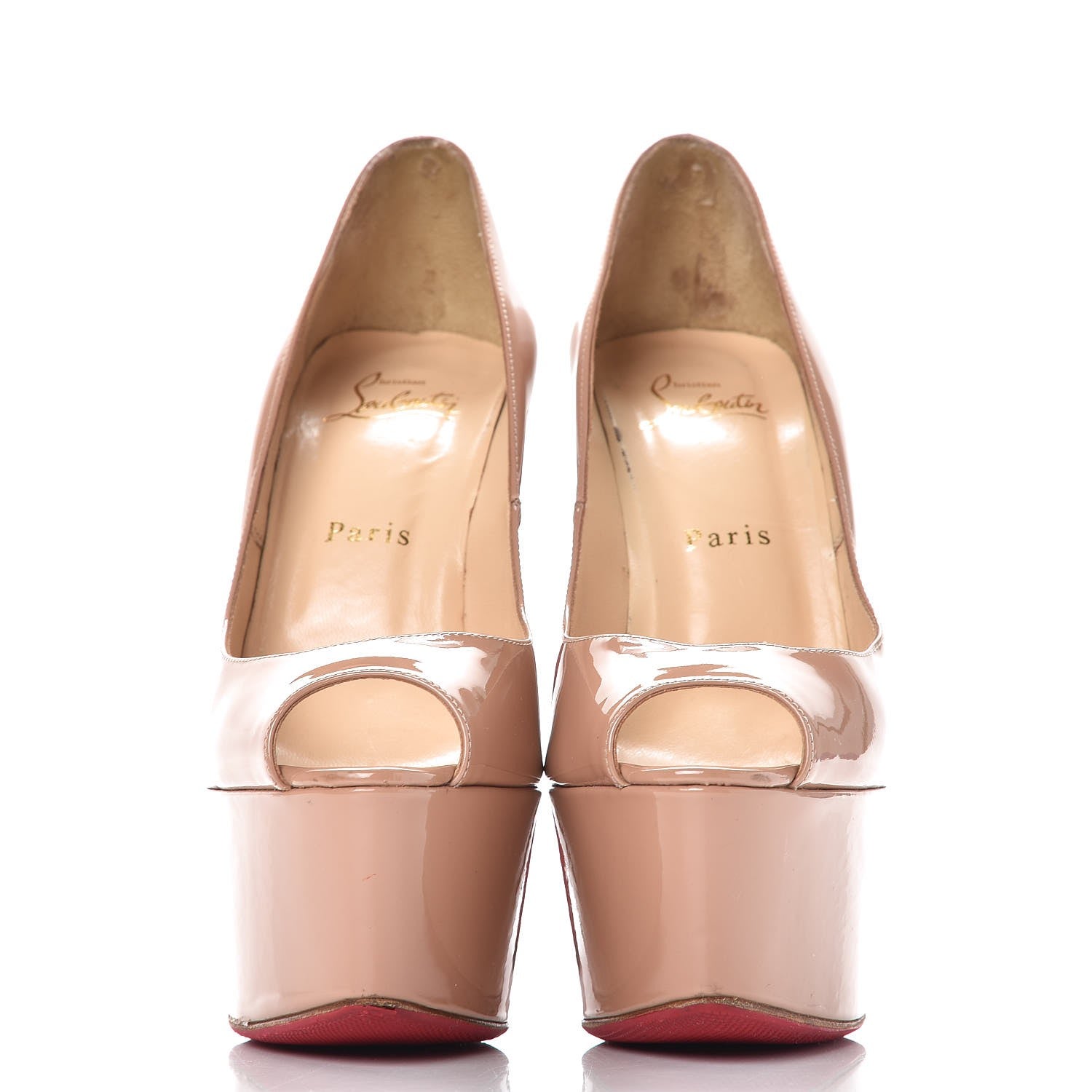Christian Louboutin Patent Fetish Peep 150 Platform Pumps 38 Nude 2 of 17