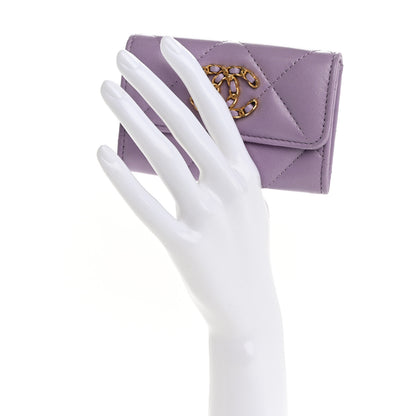 Chanel Lambskin Quilted Chanel 19 Flap Card Holder Light Purple 2 of 9
