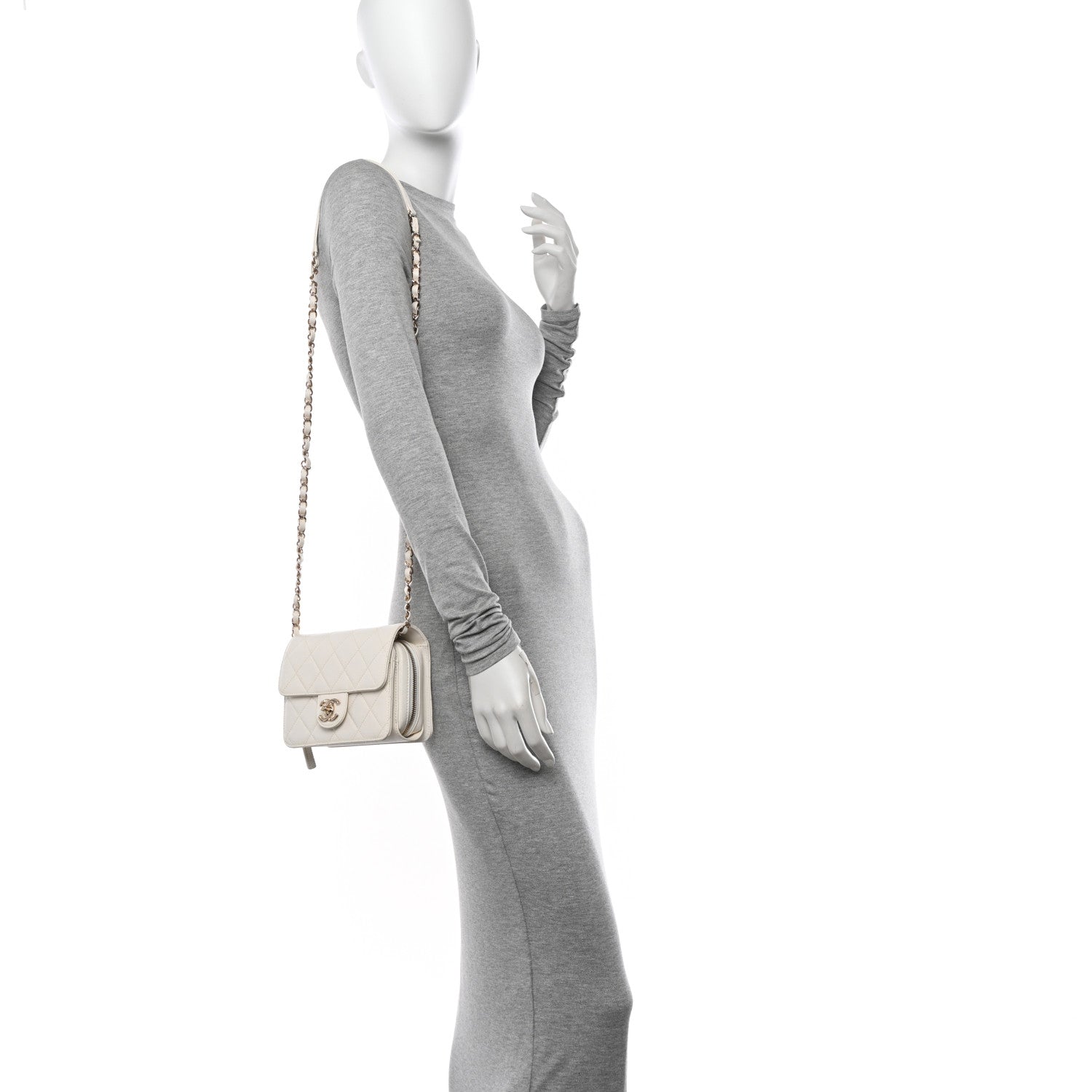 Chanel Caviar Quilted Like A Wallet Flap White 2 of 10