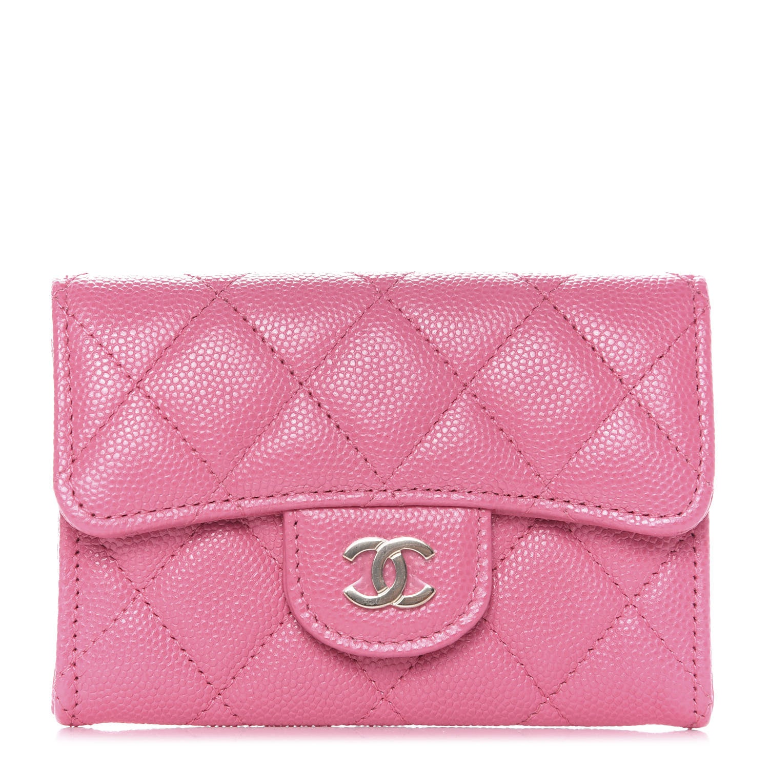 Chanel Caviar Quilted Flap Card Holder Wallet Pink 1 of 13