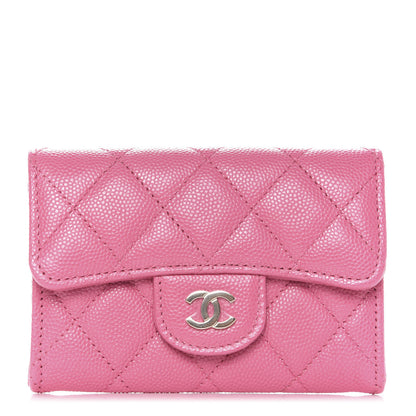 Chanel Caviar Quilted Flap Card Holder Wallet Pink 1 of 13
