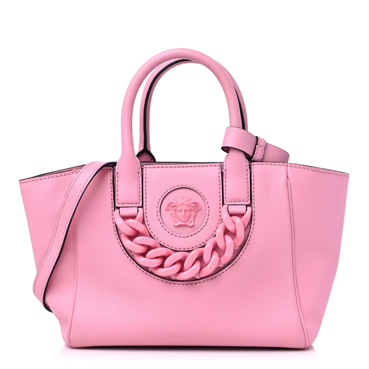 Versace Grained Calfskin Small La Medusa Chain Tote Pink 1 of 14