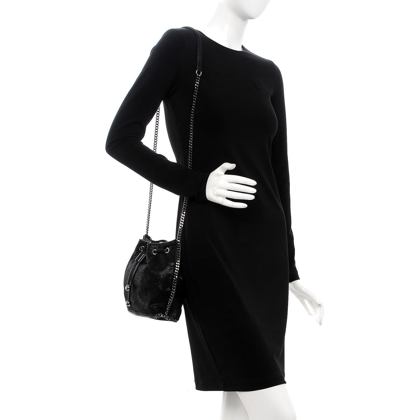 Shaggy Deer Small Falabella Bucket Bag Black