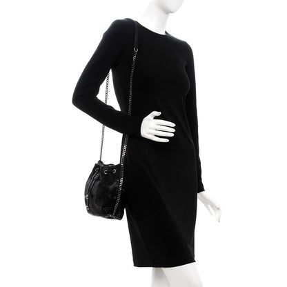 Stella McCartney Shaggy Deer Small Falabella Bucket Bag Black 2 of 8