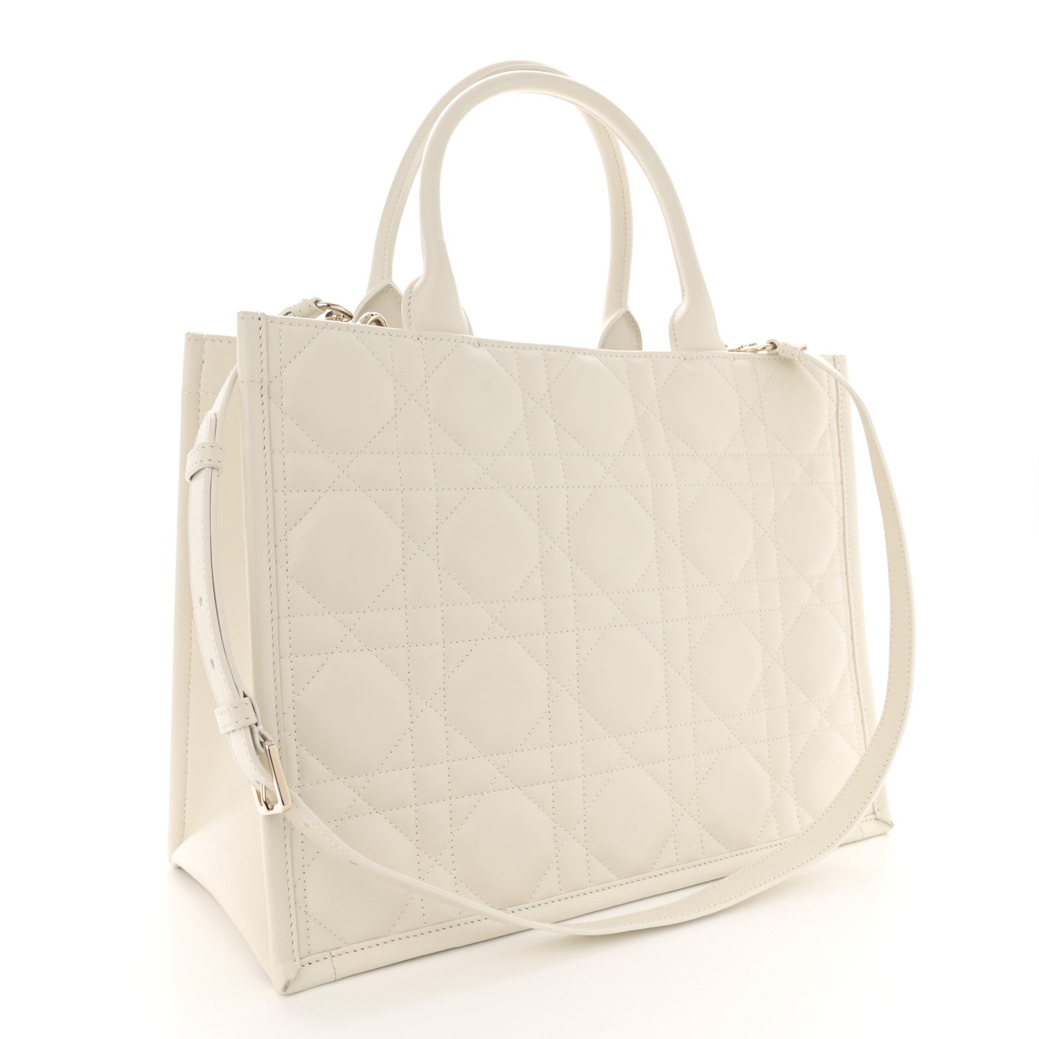 Christian Dior Calfskin Macro Cannage Medium Book Tote White 3 of 12