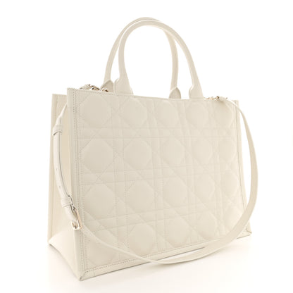 Christian Dior Calfskin Macro Cannage Medium Book Tote White 3 of 12