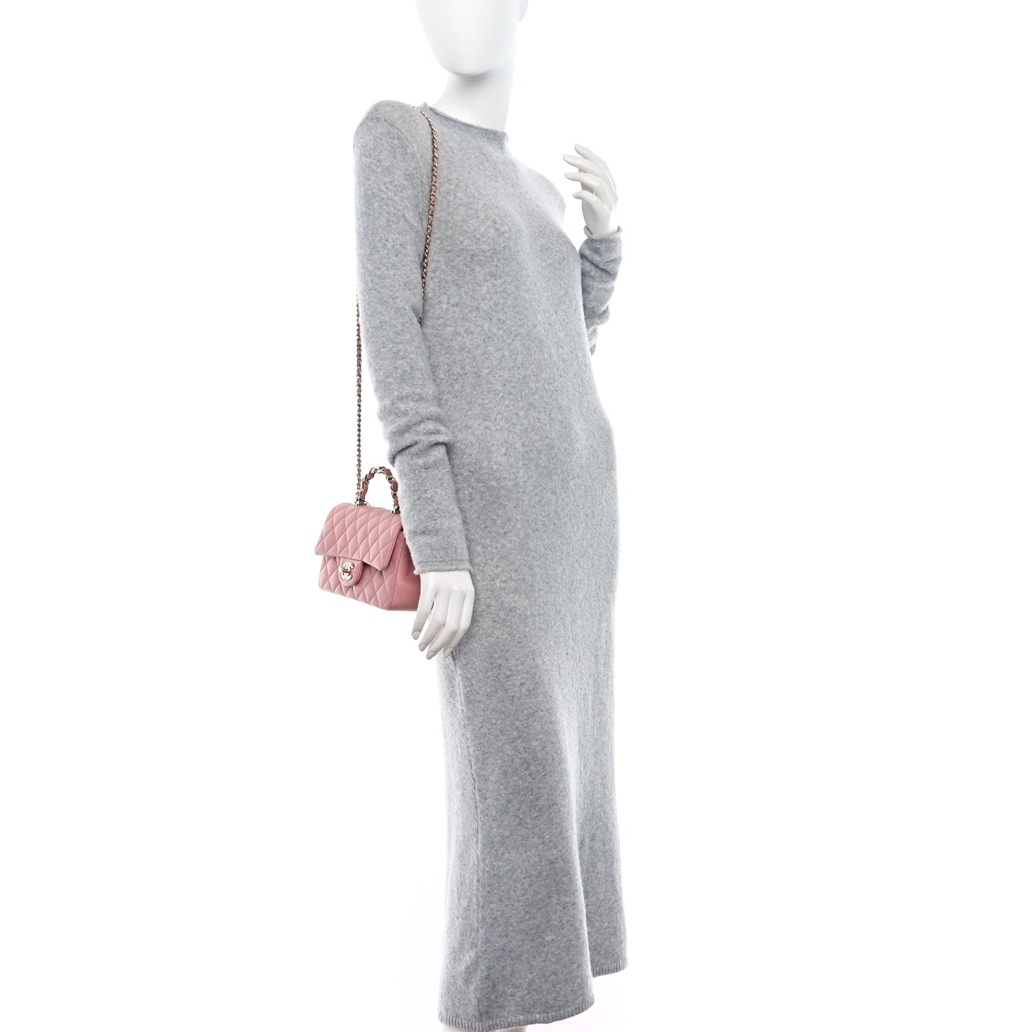 Chanel Lambskin Quilted Mini Chain Top Handle Rectangular Flap Pink 2 of 9