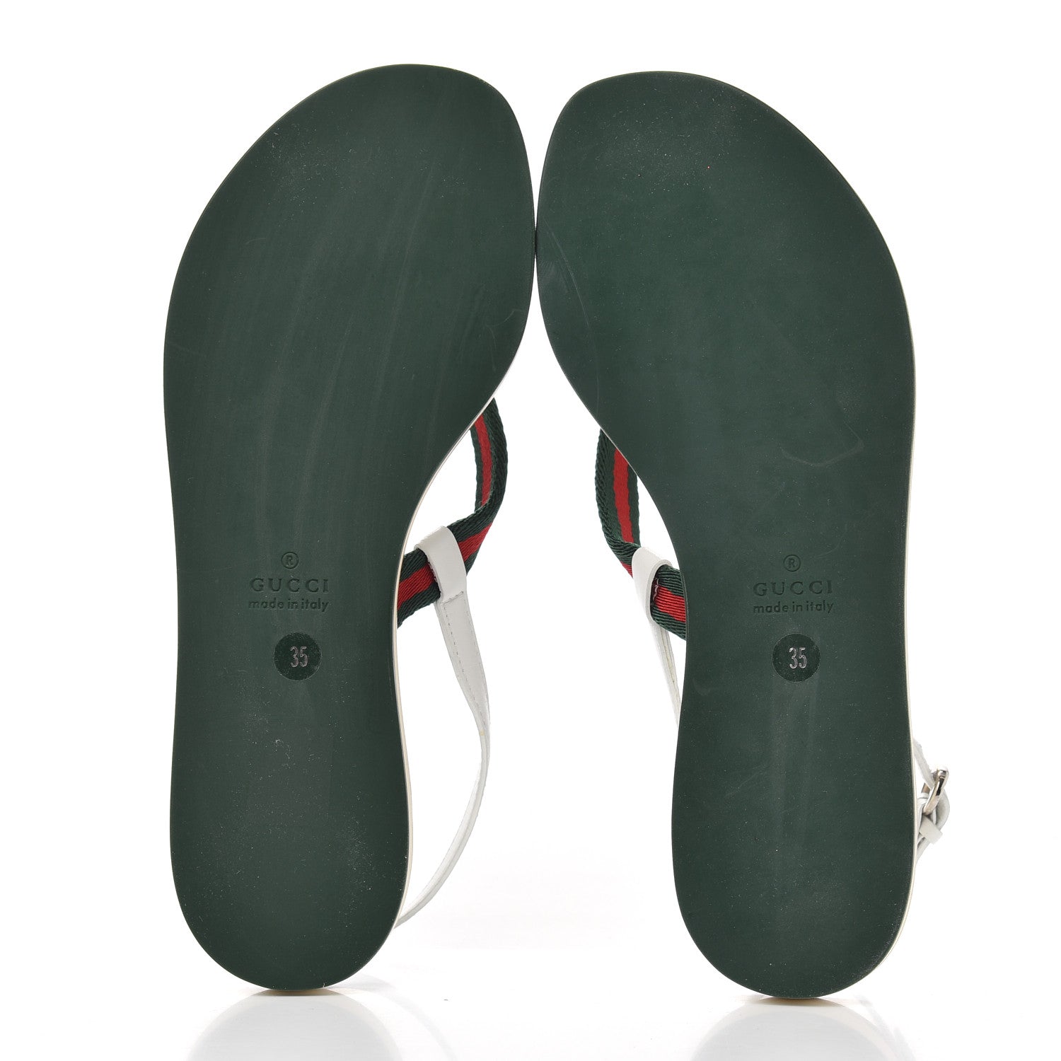 Gucci Calfskin Web Thong Sandals 35 White 5 of 14