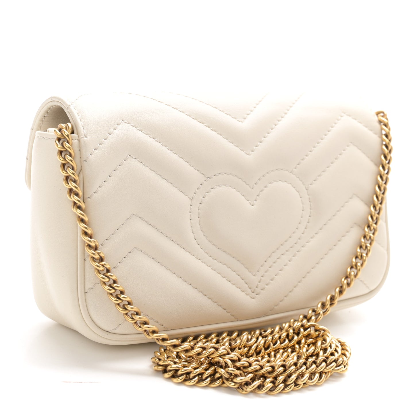 Calfskin Matelasse Super Mini GG Marmont Shoulder Bag White