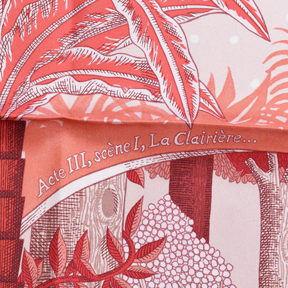 Hermes Silk Acte III Scene I La Clairiere Scarf 90 Rouge Rose Blanc 6 of 8