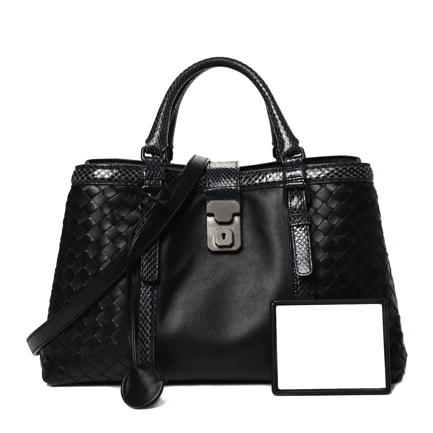 Bottega Veneta Nappa Intrecciato Snakeskin Small Flow Wave Tote Black 1 of 12