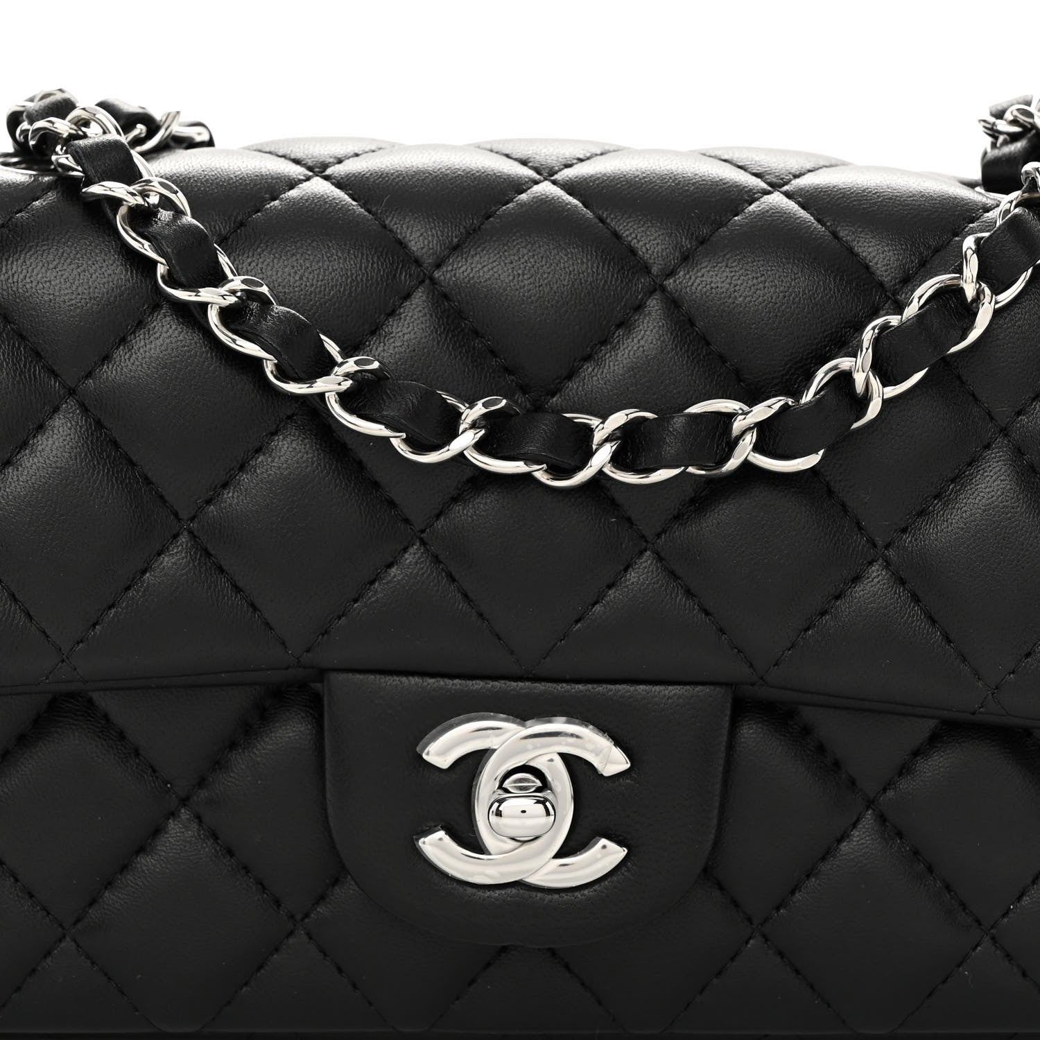 Chanel Lambskin Quilted Mini Rectangular Flap Black 7 of 9
