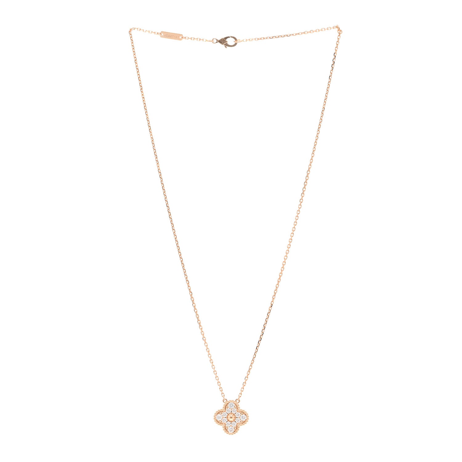 Van Cleef & Arpels 18K Rose Gold Diamond Vintage Alhambra Pendant Necklace 3 of 5