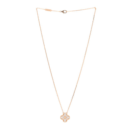 Van Cleef & Arpels 18K Rose Gold Diamond Vintage Alhambra Pendant Necklace 3 of 5