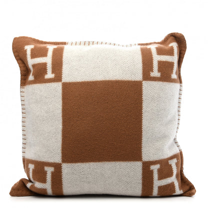 Hermes Wool Cashmere Avalon Pillow PM Ecru Camel 1 of 7